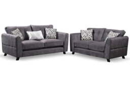 Serena 3+2 Fabric Grey Sofa Set - Foam Seating - Wooden Feet - 3 Seater - 2 Seater - thumbnail 3