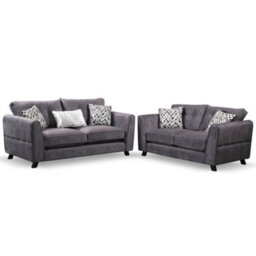 Serena 3+2 Fabric Grey Sofa Set - Foam Seating - Wooden Feet - 3 Seater - 2 Seater - thumbnail 1