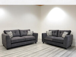 Serena 3+2 Fabric Grey Sofa Set - Foam Seating - Wooden Feet - 3 Seater - 2 Seater - thumbnail 2