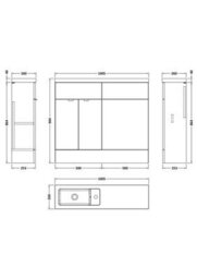 Hudson Reed Fusion Floor Standing Combination Vanity Basin & Wc Compact Bathroom Sorage Unit, Bleached Oak, 1000mm - thumbnail 4
