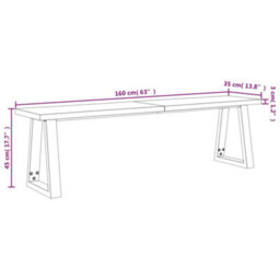 Vidaxl Bench With Live Edge 160 Cm Solid Wood Acacia Benches - thumbnail 9