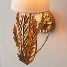 Anson Lighting Damita Gold Leaf Ivory Cotton Shade Decorative Floral 1 Light Wall Light - thumbnail 7