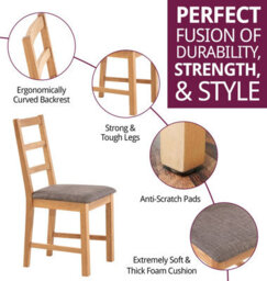 Hallowood Furniture Pair Of Oak Small Ladder Back Chairs With Grey Fabric Seat - thumbnail 2