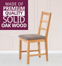 Hallowood Furniture Pair Of Oak Small Ladder Back Chairs With Grey Fabric Seat - thumbnail 4