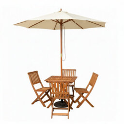 Samuel Alexander Outdoor 4 Person Folding Square Wooden Garden Dining Table Chairs Cream Parasol And Base Set - thumbnail 8