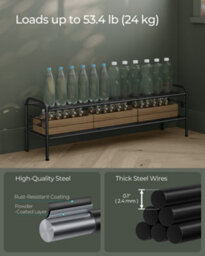 LEDREM 2-Tier Shoe Rack, Shoe Organizer, Metal Shoe Shelf Storage With 4 Side Hooks, Holds 12 Pairs,black - thumbnail 6