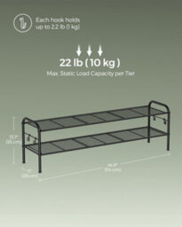 LEDREM 2-Tier Shoe Rack, Shoe Organizer, Metal Shoe Shelf Storage With 4 Side Hooks, Holds 12 Pairs,black - thumbnail 7