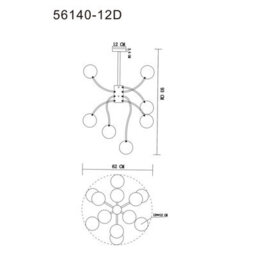 Luminosa Lighting Luminosa Riha Multi Arm Pendant Ceiling Light Matt Nickel 12X G9 Led 3000K - thumbnail 4