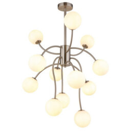 Luminosa Lighting Luminosa Riha Multi Arm Pendant Ceiling Light Matt Nickel 12X G9 Led 3000K