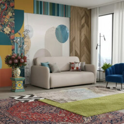 Viva Sun Iv Sofa Bed With Sleeping Function And Storage Compartment Chipboard Metal Legs 170X103X85Cm Beige - thumbnail 2