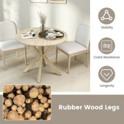 Wood Dining Table Round Kitchen Table For 2-4 People-Brown 90Cm - thumbnail 3