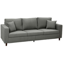 Homcom 3 Seater Sofa With Wide Seat, Corduroy Upholstered, Light Grey - thumbnail 2