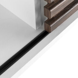 Wyld And Coco Console Table White Finish 104 X 40 Cm With Rustic Slatted Sliding Door And Black Metal Legs - thumbnail 6
