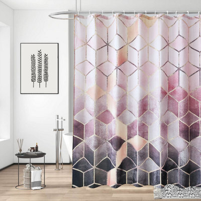 Neel Blue Shower Curtain Polyester Fabric Bathroom Curtain Mould & Mildew  With 12 Curtain Hook - image 1