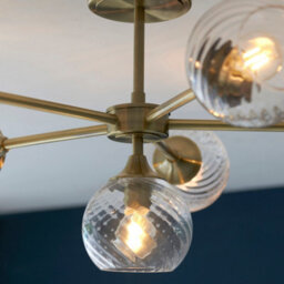 Luminosa Allegra 6 Light Multi Arm Glass Shade Semi Flush Ceiling Lamp Antique Brass - thumbnail 5