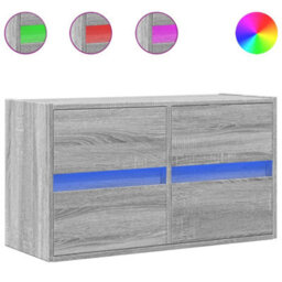 Berkfield Tv Wall Cabinet With Led Lights Grey Sonoma 80X31X45 Cm - thumbnail 2
