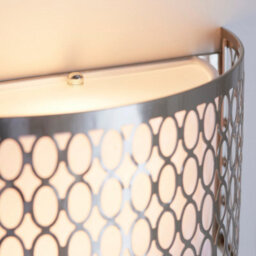 Luminosa Lighting Luminosa Cordero Flush Wall Lamp Satin Nickel Plate, White Fabric & Frosted Glass 2X E14 - thumbnail 6