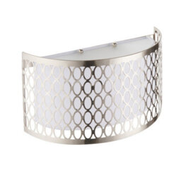 Luminosa Lighting Luminosa Cordero Flush Wall Lamp Satin Nickel Plate, White Fabric & Frosted Glass 2X E14 - thumbnail 7