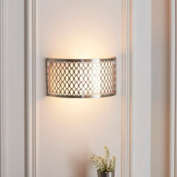 Luminosa Lighting Luminosa Cordero Flush Wall Lamp Satin Nickel Plate, White Fabric & Frosted Glass 2X E14 - thumbnail 3