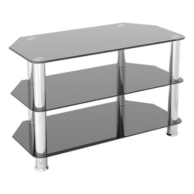 "Avf Classic 80Cm Glass Corner Tv Stand For Tvs Up To 43"" - Black & Chrome" - image 1