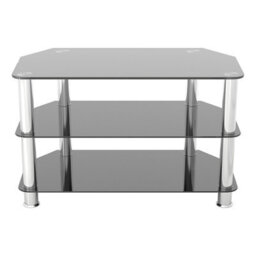 "Avf Classic 80Cm Glass Corner Tv Stand For Tvs Up To 43"" - Black & Chrome" - thumbnail 2