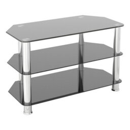 "Avf Classic 80Cm Glass Corner Tv Stand For Tvs Up To 43"" - Black & Chrome"