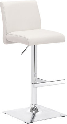 Lamboro Snella Real Leather White Bar Stool, Adjustable Height, Chrome Base - image 1