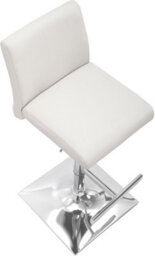 Lamboro Snella Real Leather White Bar Stool, Adjustable Height, Chrome Base - thumbnail 6