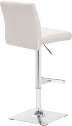 Lamboro Snella Real Leather White Bar Stool, Adjustable Height, Chrome Base - thumbnail 4