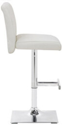 Lamboro Snella Real Leather White Bar Stool, Adjustable Height, Chrome Base - thumbnail 2