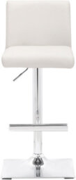Lamboro Snella Real Leather White Bar Stool, Adjustable Height, Chrome Base - thumbnail 3