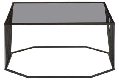 Orsina Stylish Grey Glass Top Black Coffee Table With Openwire Frame, Coffee Table For Living Room And Hallway - image 1