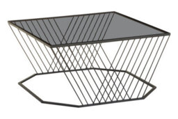 Orsina Stylish Grey Glass Top Black Coffee Table With Openwire Frame, Coffee Table For Living Room And Hallway - thumbnail 4
