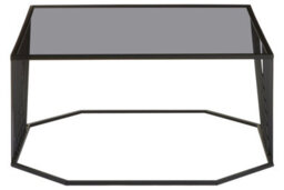 Orsina Stylish Grey Glass Top Black Coffee Table With Openwire Frame, Coffee Table For Living Room And Hallway - thumbnail 1