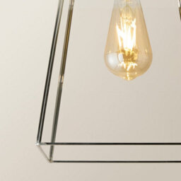 Valuelights Susie Glass Lantern Lamp Shade Flush Brushed Chrome Ceiling Light With Filament Bulb - thumbnail 4