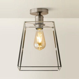 Valuelights Susie Glass Lantern Lamp Shade Flush Brushed Chrome Ceiling Light With Filament Bulb - thumbnail 3