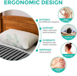 Mantraraj Premium Bedding Bamboo Memory Foam Head Neck Back Support Bed Pillow For Sleeping Orthopaedic (1 Pillow) - thumbnail 4