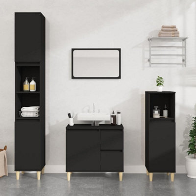 Vidaxl Bathroom Cabinet Black 65X33X60 Cm Engineered Wood - image 1