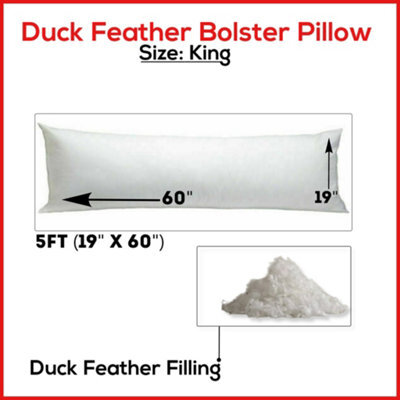 ARLinens Duck Feather & Down Bolster Pillow Long Body Support Maternity Pregnancy Pillows Size (King)