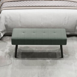 Homcom End Of Bed Bench W/ Thick Padding And Steel Legs For Entryway, Green - thumbnail 8