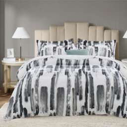 Ameha Print Duvet Cover 3Piece Set With Matching Pillowcase Microfiber Quilt Cover Grey Stripe Pattern (King 230X220Cm) - thumbnail 8
