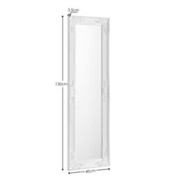 Julian Bowen Palais White Dress Mirror, Wood Frame, Rectangular, Full Length, Freestanding, 130 X 40 X 3.5Cm - thumbnail 3