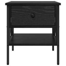 Berkfield Modern Bedside Table Black Oak 40X42X45 Cm Engineered Wood - thumbnail 6
