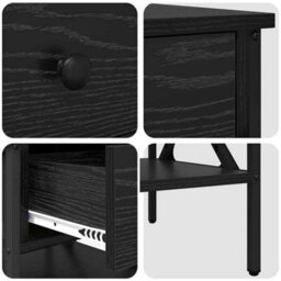 Berkfield Modern Bedside Table Black Oak 40X42X45 Cm Engineered Wood - thumbnail 9