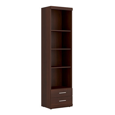 Furniture To Go Imperial Tall 2 Drawer Narrow Cabinet With Open Shelving In Dark Mahogany Melamine - image 1