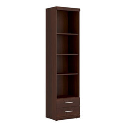 Furniture To Go Imperial Tall 2 Drawer Narrow Cabinet With Open Shelving In Dark Mahogany Melamine - thumbnail 1