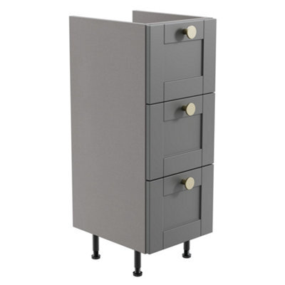 Ashford Matt Dusty Grey Shaker Freestanding Bathroom & Wet Room 3 Drawer Base Unit (W)295mm (H)820mm - image 1