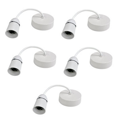 Securlec 5X White Ceiling Pendant Light Fitting 6 Inch Bayonet Long Skirt Lamp Holder 15Cm