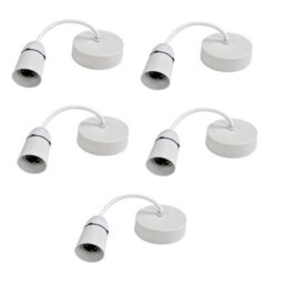 Securlec 5X White Ceiling Pendant Light Fitting 6 Inch Bayonet Long Skirt Lamp Holder 15Cm - thumbnail 1
