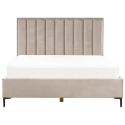 Beliani Ottoman Bed Velvet Sezanne 180 X 200 Cm (Eu Super King) Taupe - thumbnail 6